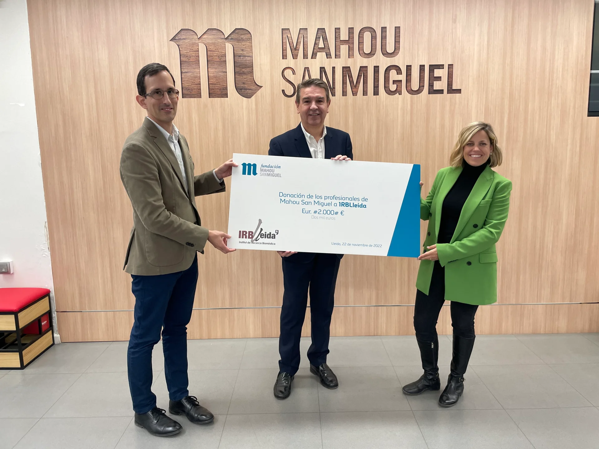 La Fundación Mahou San Miguel realiza una donación de 2.000 euros al IRBLleida 