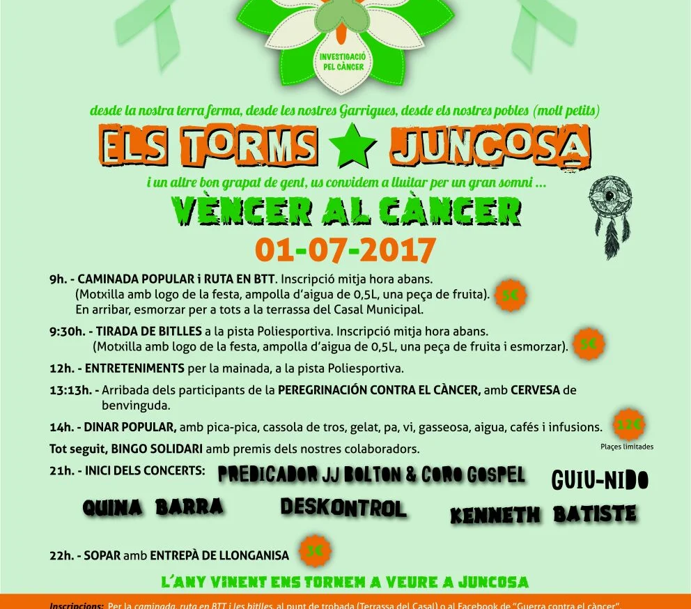  Juncosa and Els Torms organize the Second Cancer War to raise money to promote and disseminate research against this disease