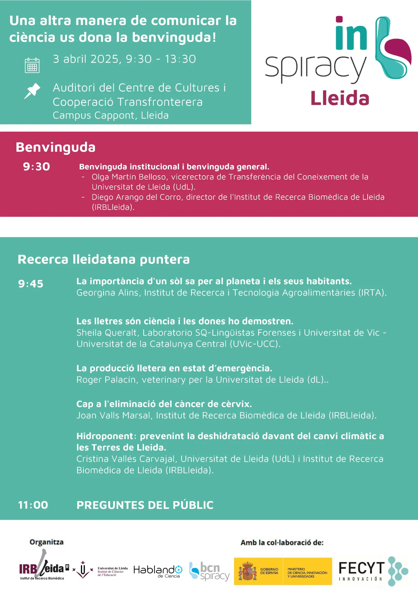 Torna #InspiracyLleida, una altra manera comunicar ciència