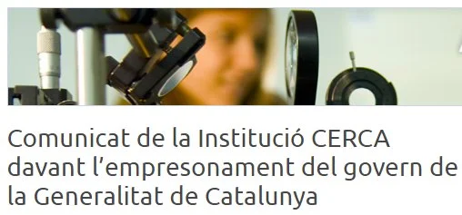 Comunicat de la Institució CERCA davant l’empresonament del govern de la Generalitat de Catalunya