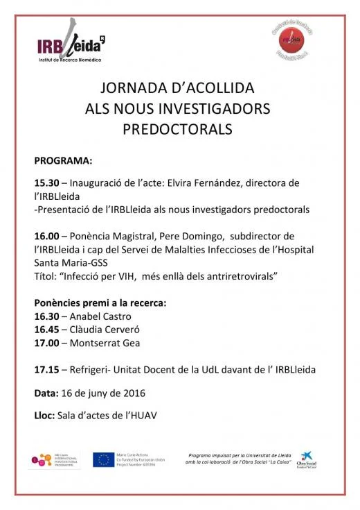 IRBLleida welcomes new PhD researchers