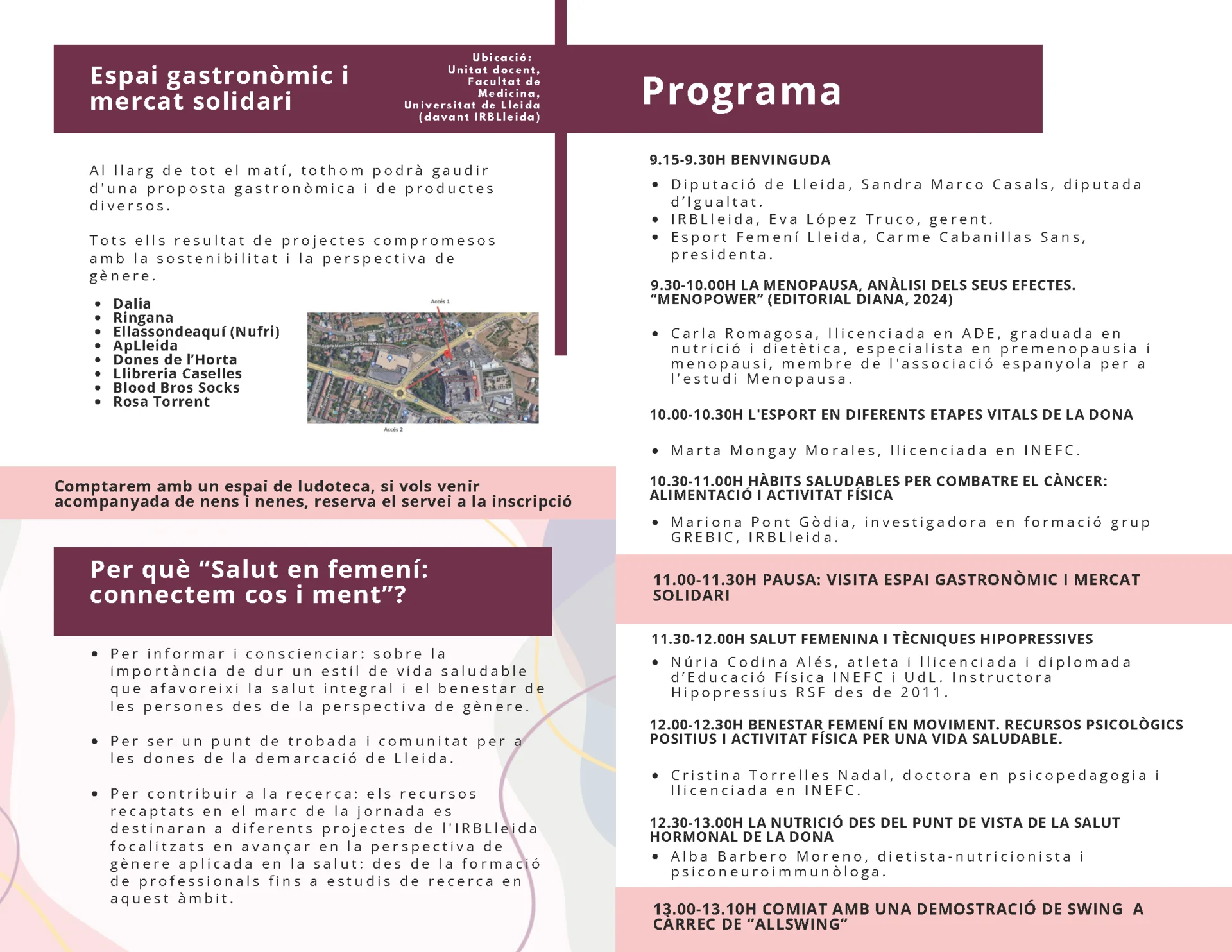 First day dedicated to women organised by Esport Femení Lleida, the IRBLleida and Lleida Provincial Council.