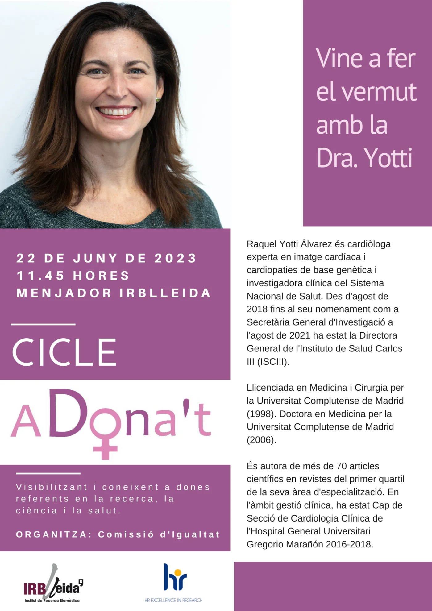 aDONA't Cycle: with the Secretary-General for Research, Raquel Yotti Álvarez